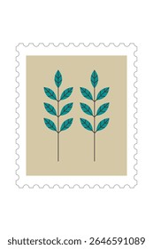 Green leaf stamp frame vector illustration