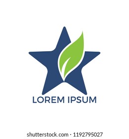 Green Leaf Star Logo design. Eco Natural Organic Logotype concept icon.