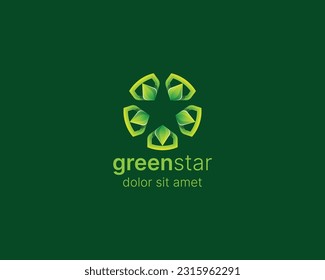 Green leaf star logo gradient