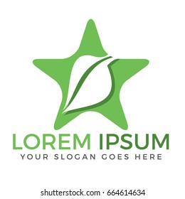 Green leaf star shape ecology nature element vector icon. 