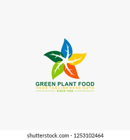 Green leaf star shape natural logo design