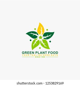 Green leaf star shape natural logo design