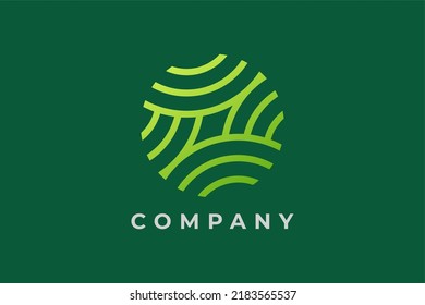 Green Leaf Stripe Circle Logo