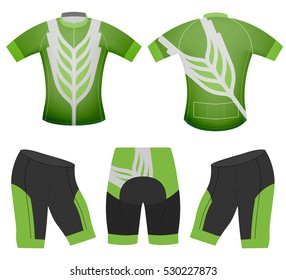 Green leaf style on sports t-shirt vector cycling vest on a white background