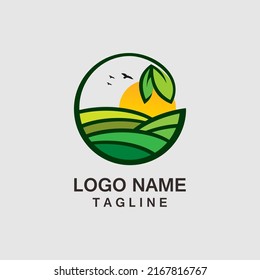 Green leaf and sun garden LOGO