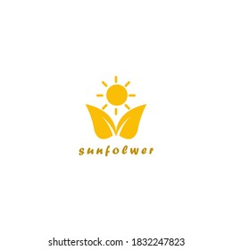 green leaf sunflower logo design