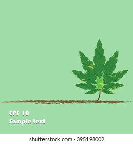 Green leaf symbol background, greeting card, can be add text, vector illustration