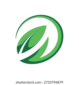 Green leaf symbol in circular design with modern minimalist style