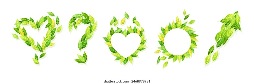 Green Leaf Symbol and Creative Ecology Sign Vector Set