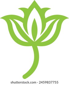 una hoja verde con el símbolo de un loto