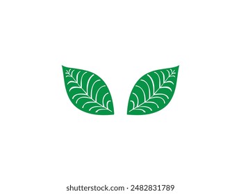 Green leaf symbol. Simple elegant single green leaf vector logo.  Green leaf vector icon for vegan, bio eco design. Green leaf vector logo for eco, bio or vegan concept design. Isolated leaves icon