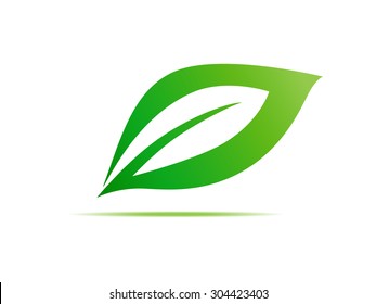 green leaf symbol vector illustration icon