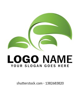 Green leaf symbol vector logo