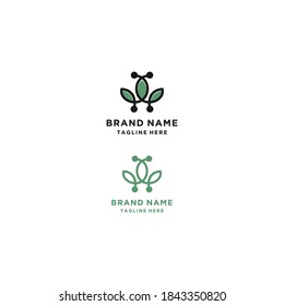 Green leaf technology logo design