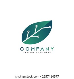 green leaf technology logo design, Eco Tech Logo Template Design Vector Emblem Concept Design Symbol Icons Creative Icons