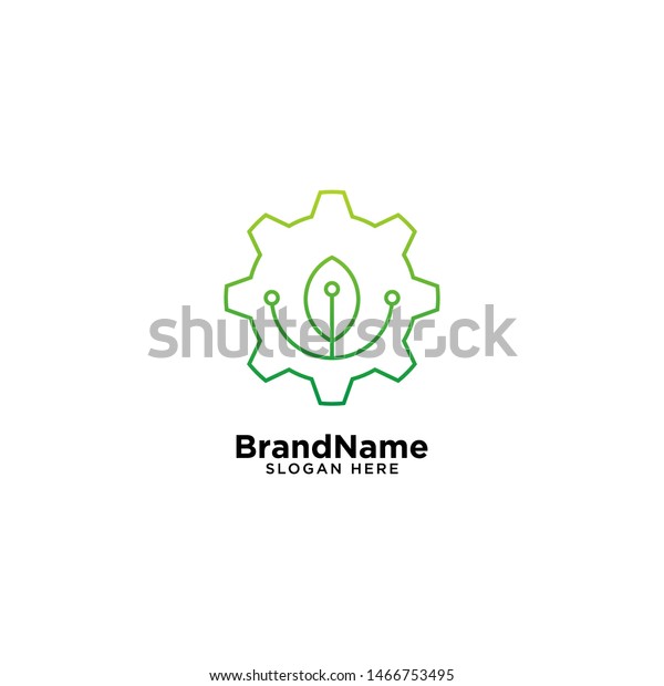 Green Leaf Technology Logo Design Stock Vector (Royalty Free ...
