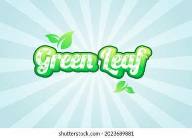 Green Leaf Text Effect, Vector Eps 10.