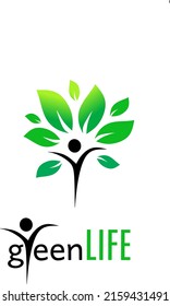 Green leaf themed logo, can be used for logo materials, vectors, illustrations, etc