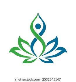 Green leaf tree health logo design genetic icon green concept with leafs sign medical health strand icon.
