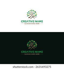 Green Leaf or Tree Logo Design for Nature and Eco Friendly Brands or Growth