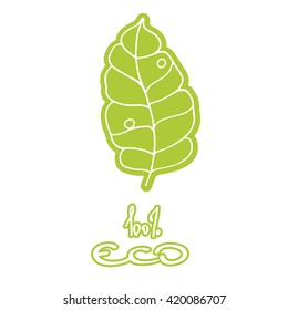 A green leaf tree. The pattern to create the logo, business cards. Handmade drawing.  White background.