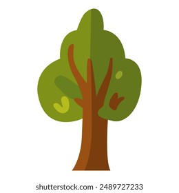 Green leaf tree vector illustration with cartoon concept isolated white background, as icon, botanical element, ecology concept