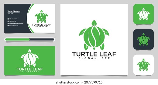 Green Leaf Turtle Logo inspiration and combining turtles with leaves into a logo design concept.