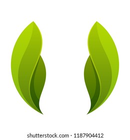 Green leaf, two leaves logo, icon Vector eps 10