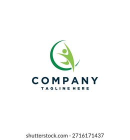 Hoja verde con el logotipo de flecha ascendente para el crecimiento y la sostenibilidad