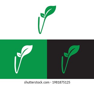 green leaf v logo design