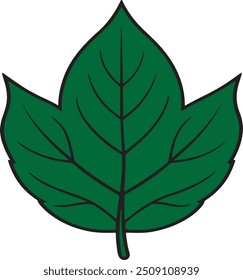 Ilustração de arte vetorial de folha verde com um fundo branco