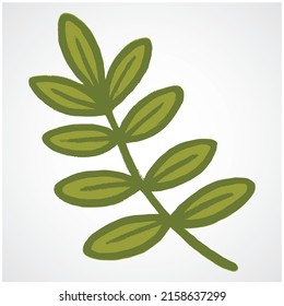 Green Leaf Vector Doodle Drawing Hand Drawn Illustration Icon