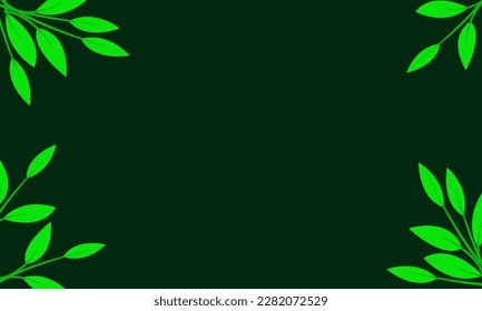 Green leaf vector frame background with free space or copy space, earth day banner
