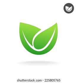 Green leaf vector icon. Eco symbol.