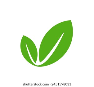 Green leaf vector icon. Eco leaf logo. Simple linear leaves of trees and plants. Elements for eco friendly and bio logo,vegan. Ecology leaf element.