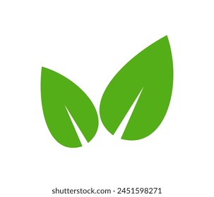 Green leaf vector icon. Eco leaf logo. Simple linear leaves of trees and plants. Elements for eco friendly and bio logo,vegan. Ecology leaf element.