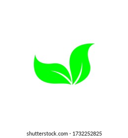 Green leaf vector icon. Flat icon symbol of a leaf plant
