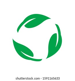 Green leaf vector icon. Isolated recycling symbol. Eco recycle sign. Biodegradable  recyclable package icon. EPS 10