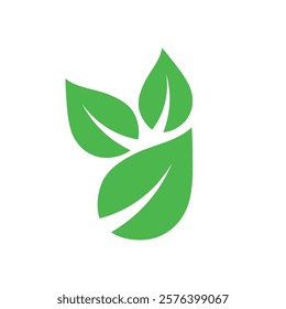 Green leaf vector icon for vegan, bio eco design