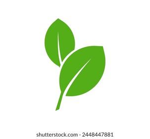 Green leaf vector icons. Eco leaf logo. Simple linear leaves of trees and plants. Elements for eco friendly and bio logo,vegan. Green leaves collection. Ecology leaf element.