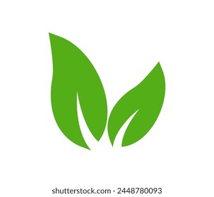 Green leaf vector icons. Eco leaf logo. Simple linear leaves of trees and plants. Elements for eco friendly and bio logo,vegan. Green leaves collection. Ecology leaf element.