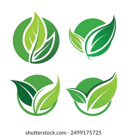 Iconos de vector de hoja verde. Logotipo de la hoja de Eco en el fondo blanco