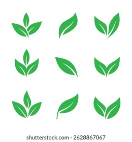 Green leaf vector icons set