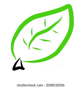 grüne Blattvektor, Illustration für Kinderzeichnung, Kindererziehung