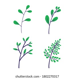 ilustración vectorial de hoja verde. símbolo ecológico natural. estilo dibujado a mano