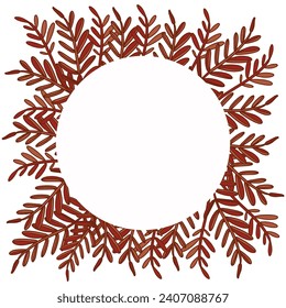 A green leaf. Vector illustration highlighted on a white background. For nature, eco and design. Hand-drawn plants, a frame for a postcard.