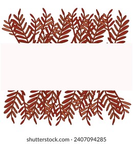 A green leaf. Vector illustration highlighted on a white background. For nature, eco and design. Hand-drawn plants, a frame for a postcard.