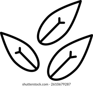 Green Leaf Vector Line Icon Design