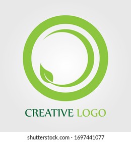 Green leaf vector logo design, eco friendly concept. vector template. Green labels concept with leaves,vector illustration