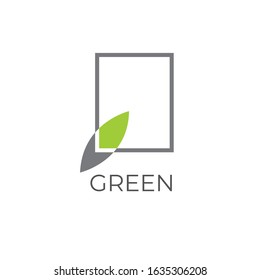 Green leaf vector logo. Green leaf emblem. Green leaf icon